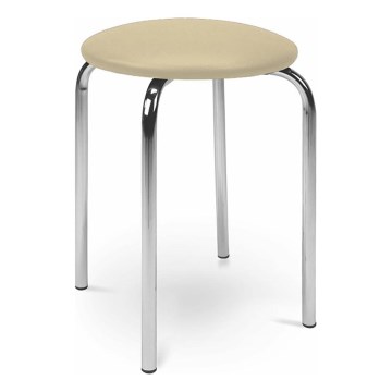 Tabouret CHICO 47x41 cm beige/chrome brillant