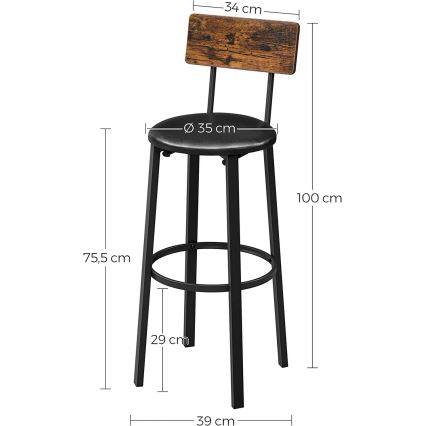 Tabouret de bar AVEN marron/noir