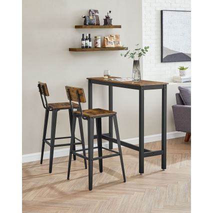 Tabouret de bar AVEN marron/noir
