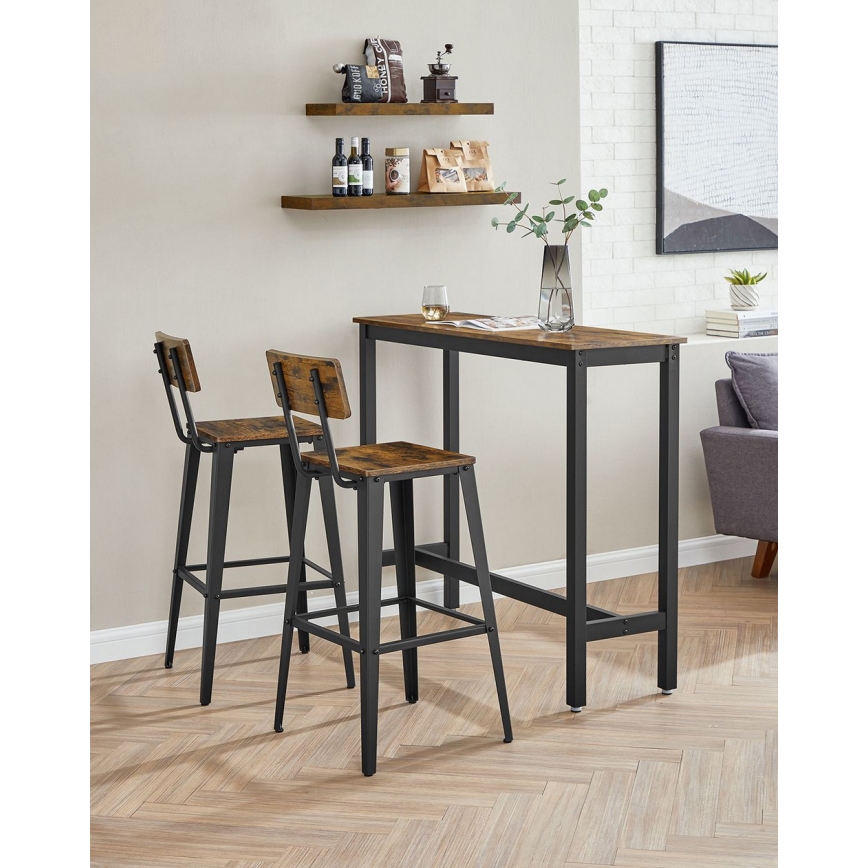 Tabouret de bar AVEN marron/noir