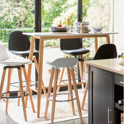 Tabouret de bar MAXON hêtre/blanc