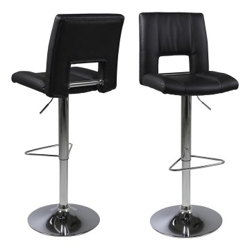 Tabouret de bar SERENA 1 pcs noir/chrome mat