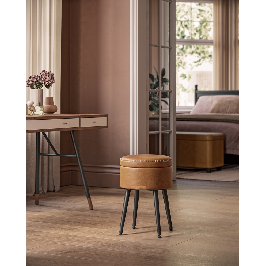 Tabouret en cuir CORE cognac