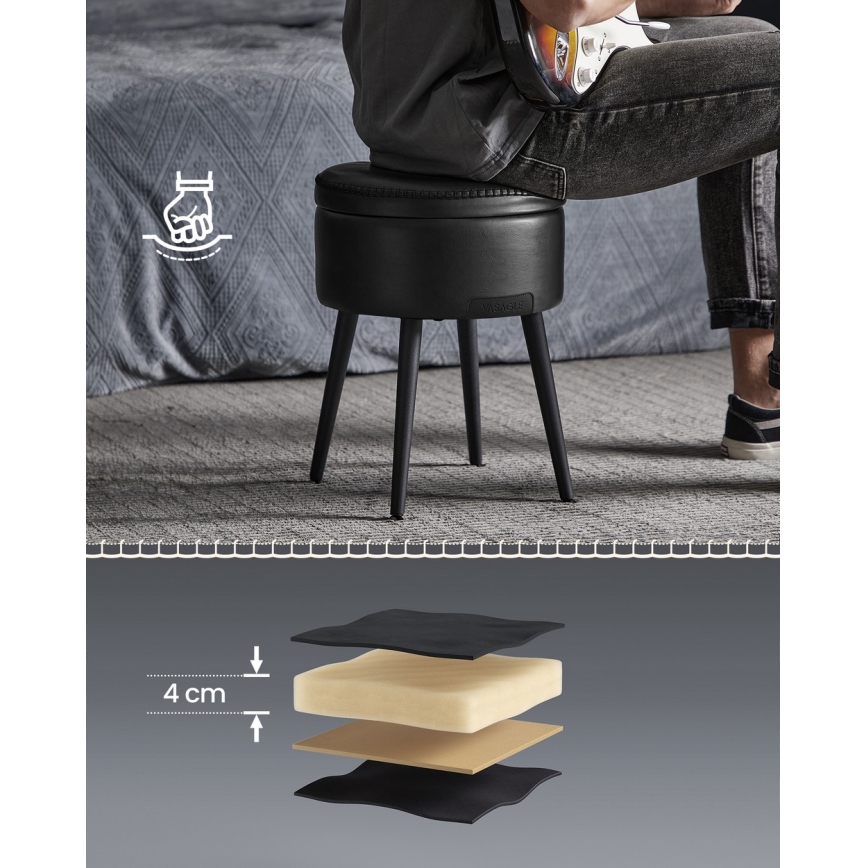 Tabouret en cuir CORE noir