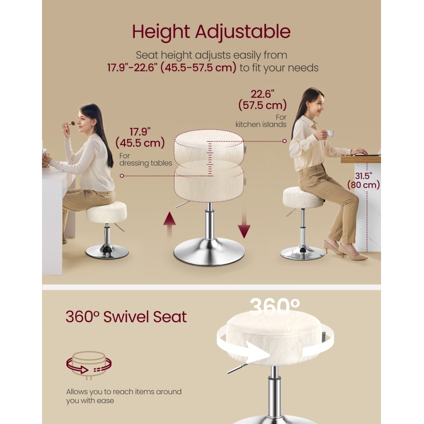 Tabouret NUBE Ø 38,5 cm blanc