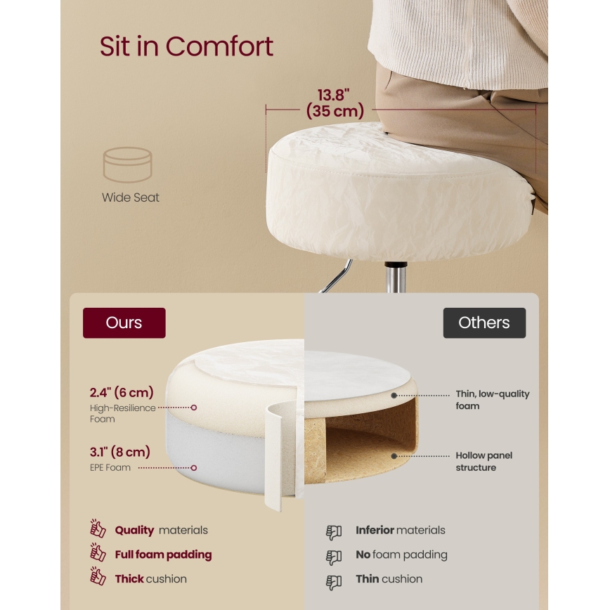 Tabouret NUBE Ø 38,5 cm blanc