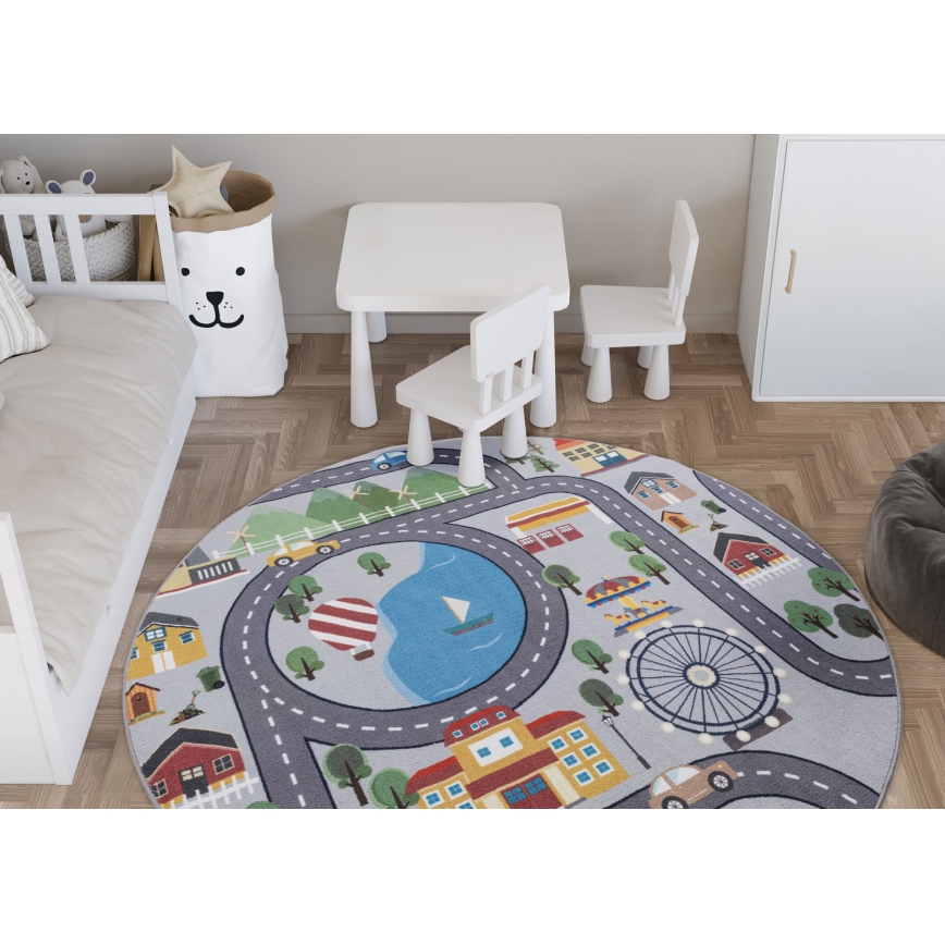 Tapis antidérapant pour enfants ARES STREETS 160 cm gris/ville