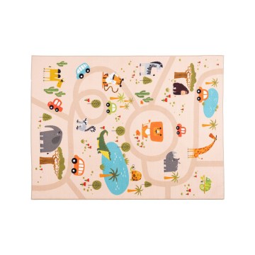 Tapis antidérapant pour enfants ARES STREETS 80 x 150 cm beige/safari