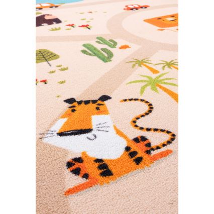 Tapis antidérapant pour enfants ARES STREETS 80 x 150 cm beige/safari