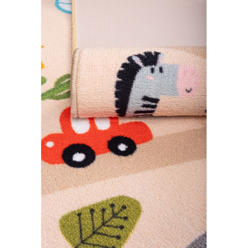 Tapis antidérapant pour enfants ARES STREETS 80 x 150 cm beige/safari