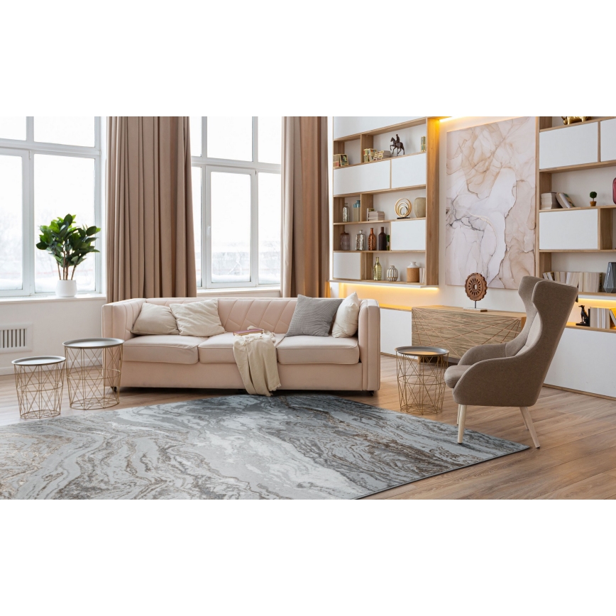 Tapis CREATION 200x290 cm 1950g/m2 gris/marron motif marbré