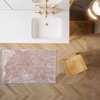 Tapis de bain antidérapant CHENILLE 50 x 80 cm beige