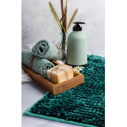 Tapis de bain antidérapant CHENILLE 50x80 cm turquoise