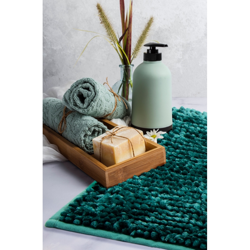Tapis de bain antidérapant CHENILLE 50x80 cm turquoise