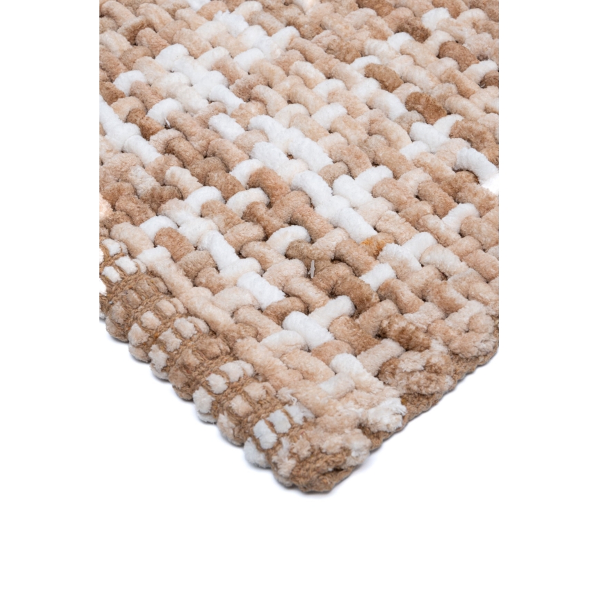 Tapis de bain BELWEDER 60x100 cm beige/blanc