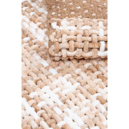 Tapis de bain BELWEDER 60x100 cm beige/blanc