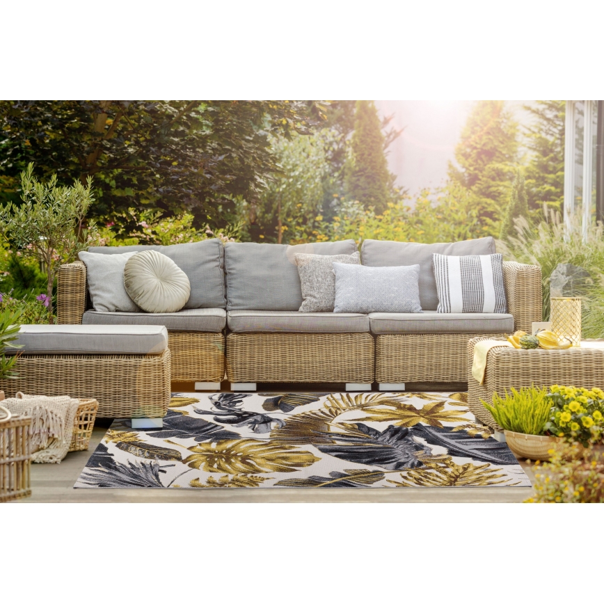 Tapis d'extérieur CAPPUCCINO 120x180 cm doré/gris/blanc