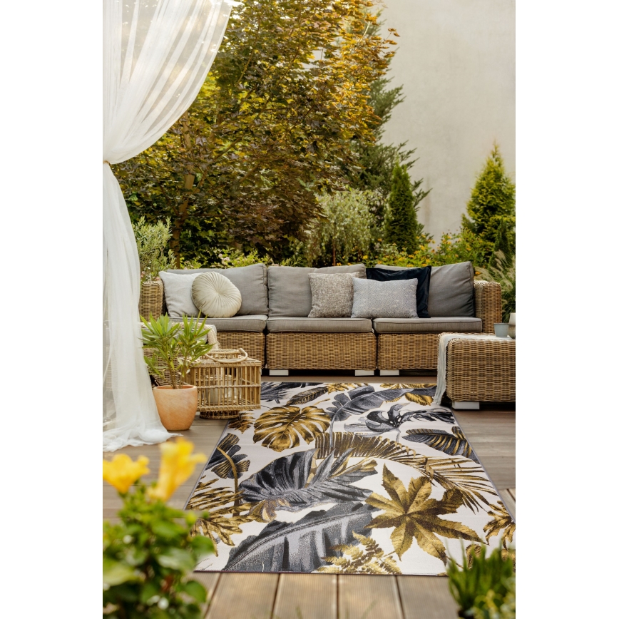 Tapis d'extérieur CAPPUCCINO 120x180 cm doré/gris/blanc