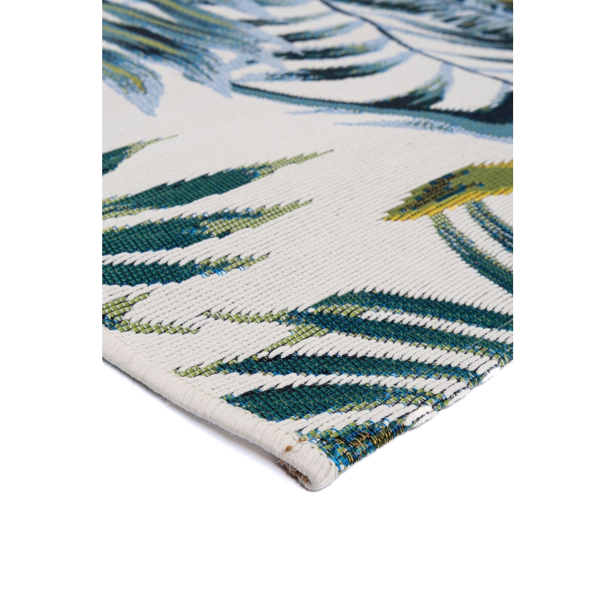 Tapis d'extérieur CAPPUCCINO 120x180 cm turquoise/motif feuillage