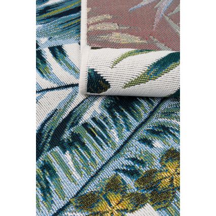Tapis d'extérieur CAPPUCCINO 120x180 cm turquoise/motif feuillage