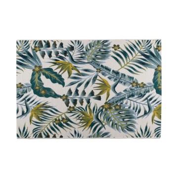 Tapis d'extérieur CAPPUCCINO 80x165 cm turquoise/motif feuillage