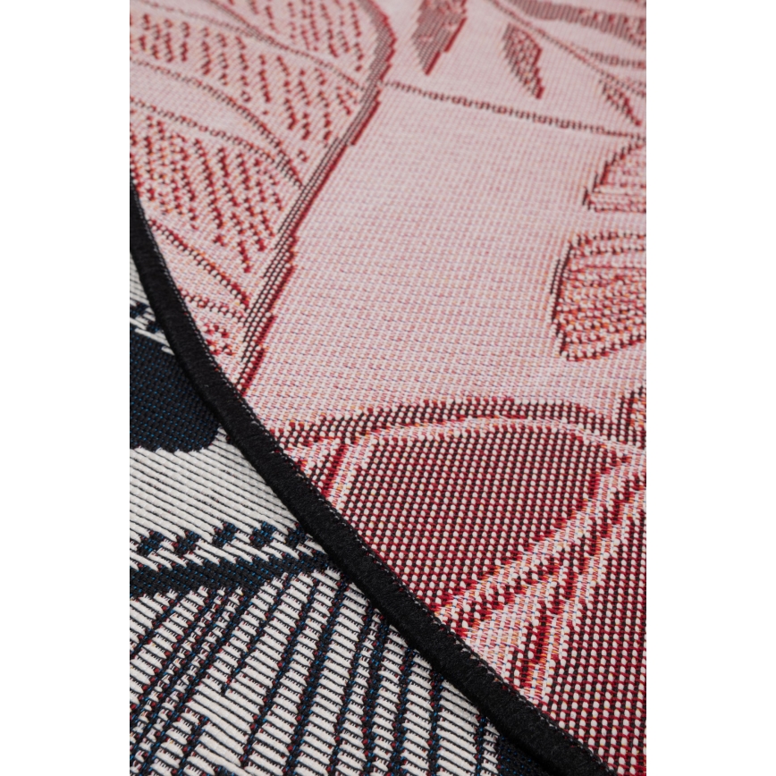 Tapis d'extérieur JUNGLE 135 cm, noir/blanc — à motif de feuilles