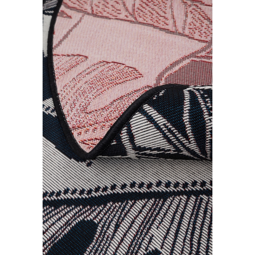 Tapis d'extérieur JUNGLE 135 cm, noir/blanc — à motif de feuilles
