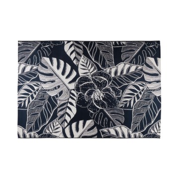 Tapis d'extérieur JUNGLE 160x220 cm, noir/blanc, motif feuillage