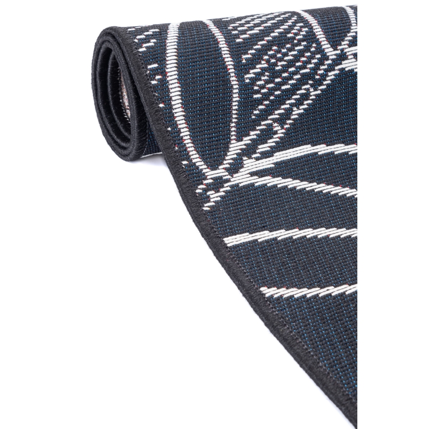 Tapis d'extérieur JUNGLE 160x220 cm, noir/blanc, motif feuillage