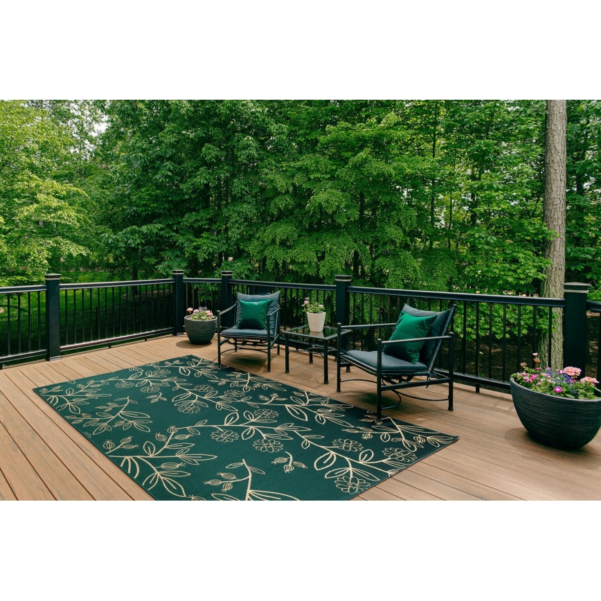 Tapis d'extérieur JUNGLE 80x160 cm vert, motif feuilles