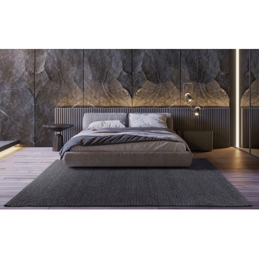 Tapis en laine naturelle FIR WOOL 70x140 cm 2600 g/m2 anthracite