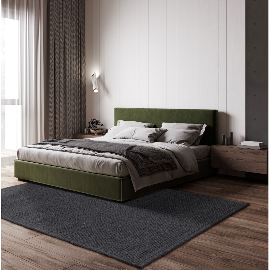 Tapis en laine naturelle FIR WOOL 70x140 cm 2600 g/m2 anthracite