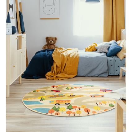 Tapis enfant STELLA STREETS 120 cm beige/ville