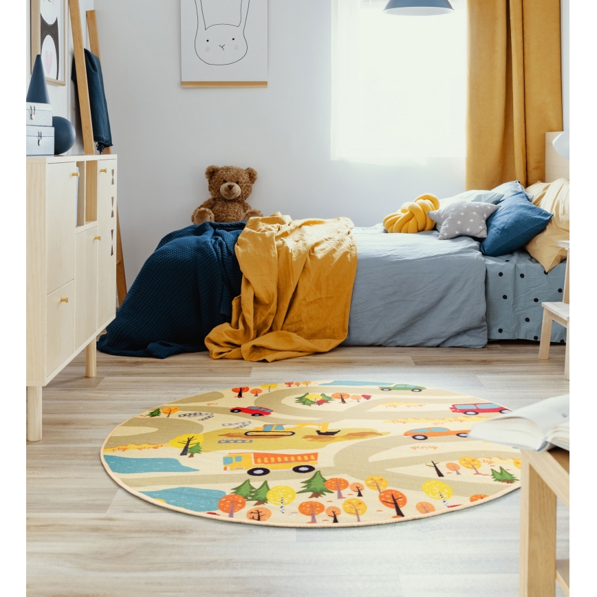 Tapis enfant STELLA STREETS 120 cm beige/ville