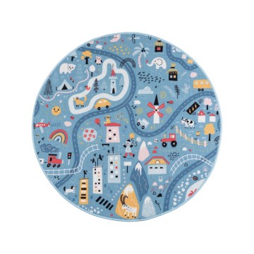 Tapis enfant STELLA STREETS 120 cm bleu/ville