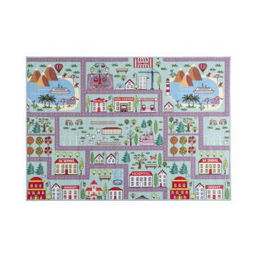 Tapis enfant STELLA STREETS 120x170 cm turquoise/ville