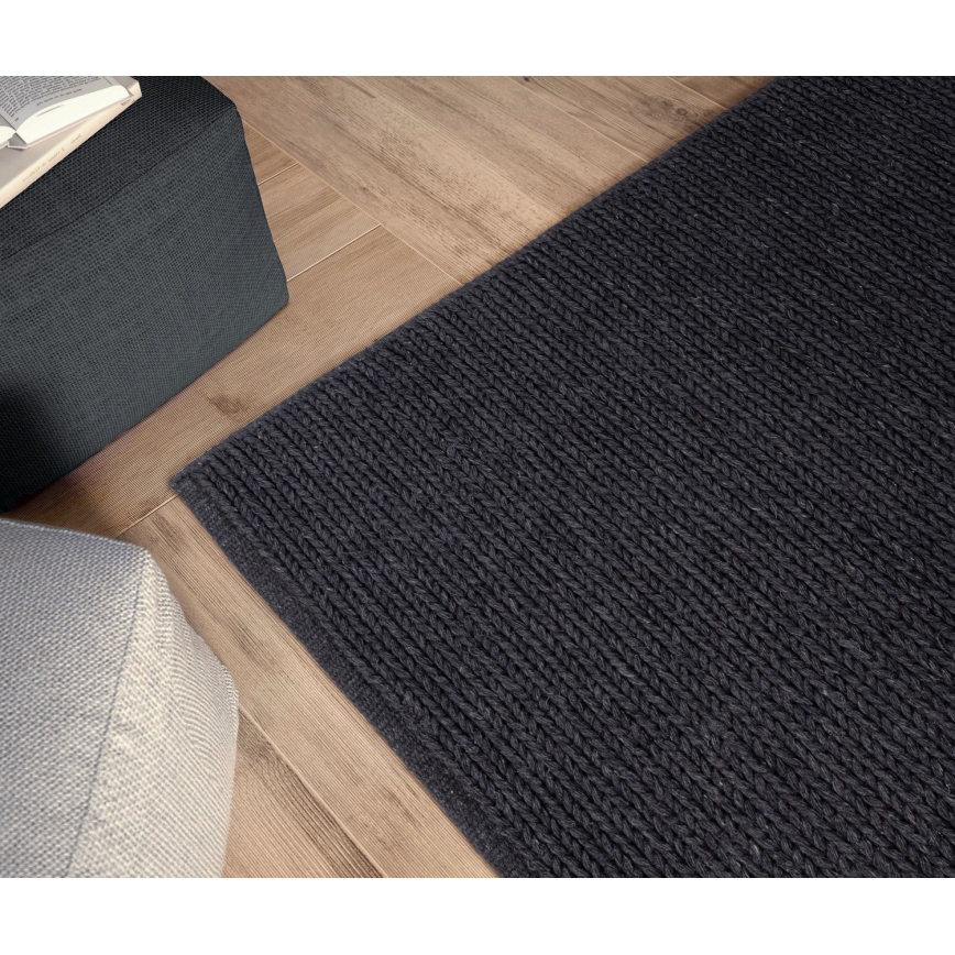 Tapis naturel FIR WOOL 120x170 cm 2600 g/m2 anthracite