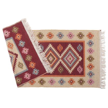 Tapis oriental réversible KILIM 80 x 150 cm rouge/beige