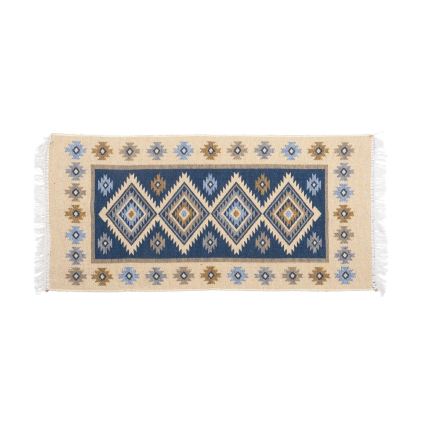 Tapis oriental réversible KILIM 80x150 cm bleu/beige