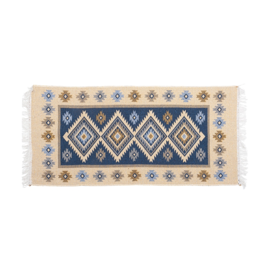 Tapis oriental réversible KILIM 80x150 cm bleu/beige