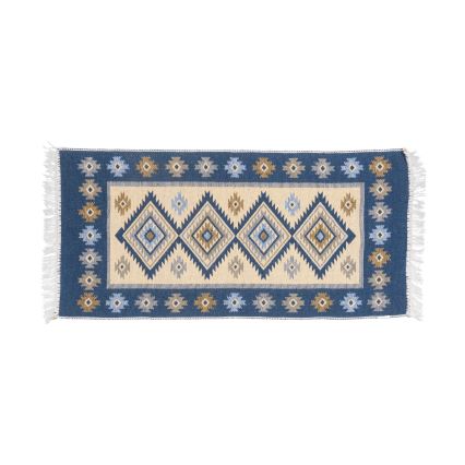 Tapis oriental réversible KILIM 80x150 cm bleu/beige