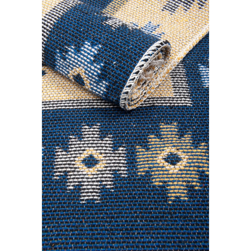 Tapis oriental réversible KILIM 80x150 cm bleu/beige