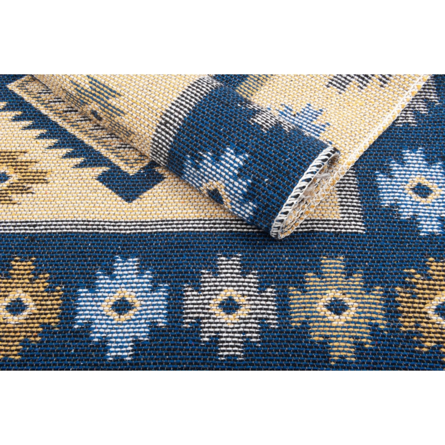 Tapis oriental réversible KILIM 80x150 cm bleu/beige