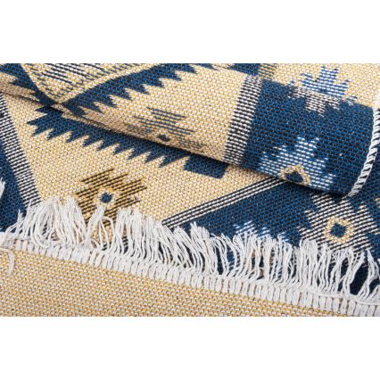 Tapis oriental réversible KILIM 80x150 cm bleu/beige