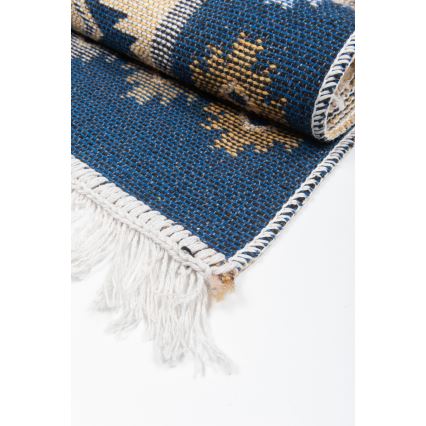 Tapis oriental réversible KILIM 80x150 cm bleu/beige
