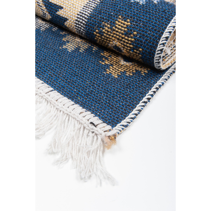 Tapis oriental réversible KILIM 80x150 cm bleu/beige