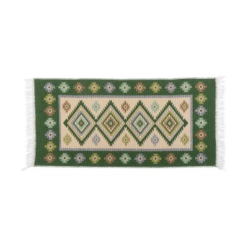 Tapis oriental réversible KILIM 80x150 cm vert/beige