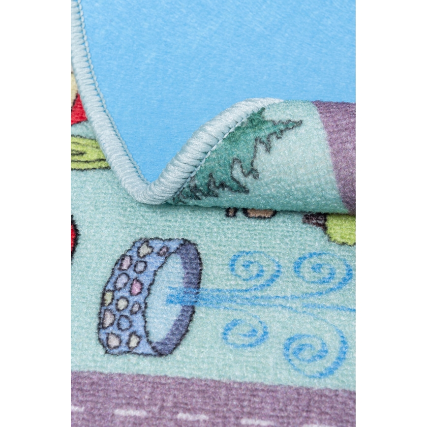 Tapis pour enfant STELLA STREETS 120 cm turquoise/motif ville