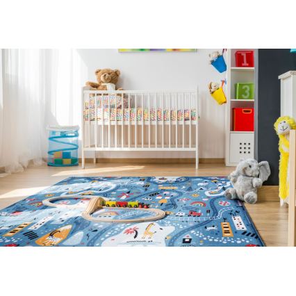 Tapis pour enfant STELLA STREETS 120x170 cm bleu/ville