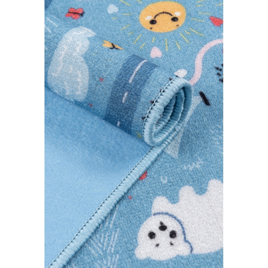 Tapis pour enfant STELLA STREETS 80x100 cm bleu/motif ville